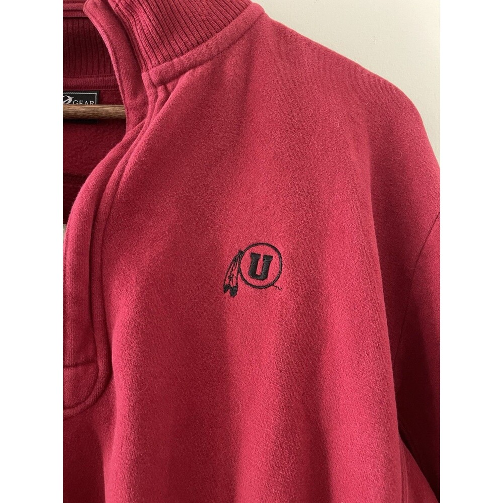 Utah Utes Men’s Quarter Zip Crewneck Sweatshirt Red Size Medium